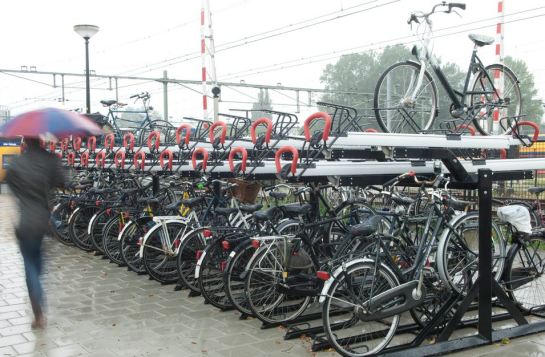 A bike parking at Alkmaar rail station, by dutch urban furniture maker VelopA