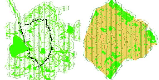 500 m around the public green spaces