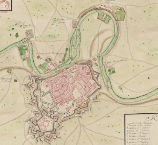 Pamplona in XVIIth century. The map can be consulted on gallica.bnf.fr, signature GED-4683 