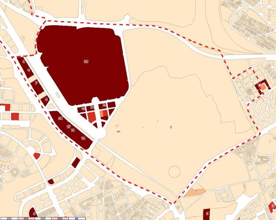 Floor area for offices and, for some lots, number of cadastral office spaces