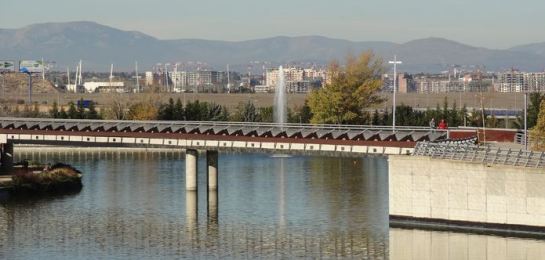 Juan Carlos I Park, and on the foreground, works in Valdebebas