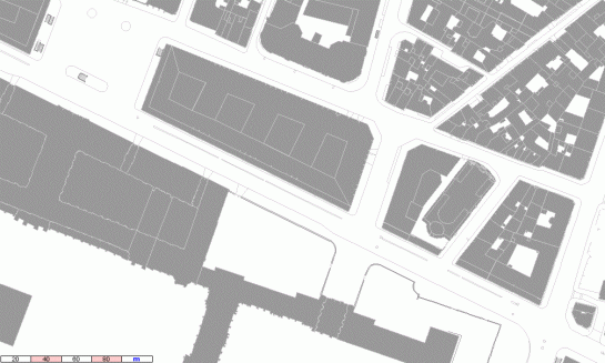 The area in which the street adjoins the begining of the Louvre palace. The street space is less well defined for a moment. Curious elements as the Oratoire (blue dot)