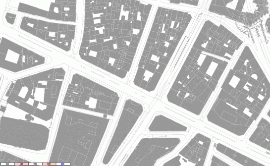 Rue de Rivoli in the La Samaritaine Section. A mix of historical fabrics, and a 22 m overall width. 5 m sidewalks 