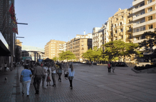 The square as seen from the west looking east.