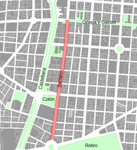 Serrano: 1,3 km of centrality, 31 m wide