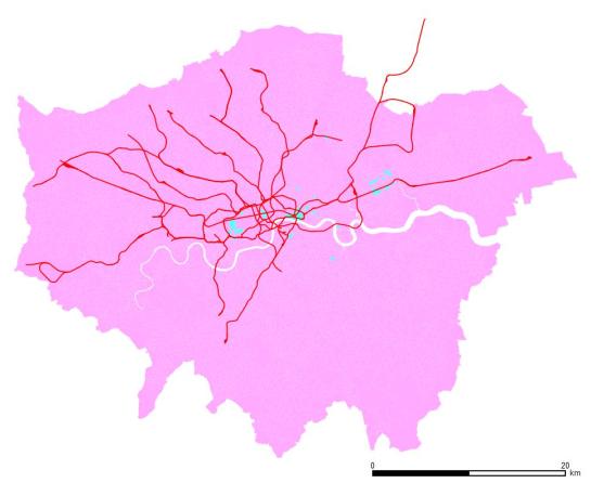 Secretarial ocupation. Blue areas have more men in the job, pink ones more women