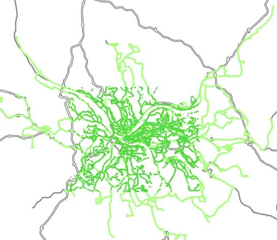 Bus stops and Port Authority bus routes in Pittsburgh