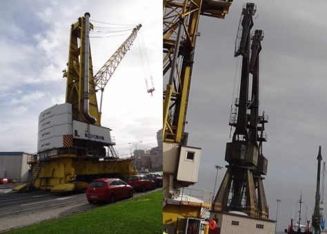 The new crane (left) and the former, still in use model