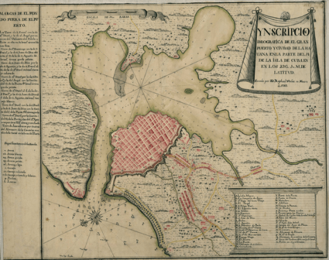 Havana in 1743. A city turned towards its bay, as the coast to the open sea is more complex to defend against raiders.