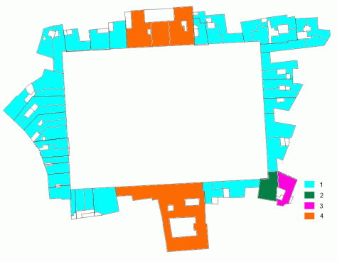 One of the high levels. 1: appartments, 2: offices, 3:   teaching, 4: public adminitration