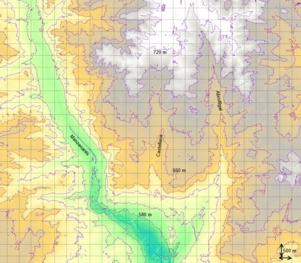 20 m contours, a river and two creeks