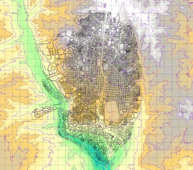 The central city on its setting